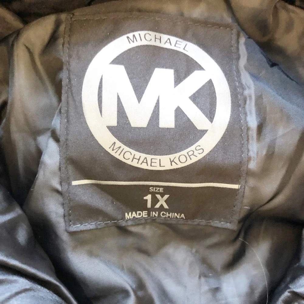 Michael Kors Coat Womens 1X Black Quilted Puffer Hooded Plus Size Winter Jacket